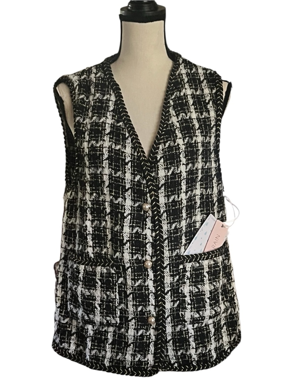 New With Tags Sweet Rain Tweed Vest.SZ. L